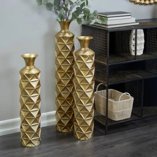 Gold Metal Glam Vase, Set of 3" 34", 29", 25" {8}