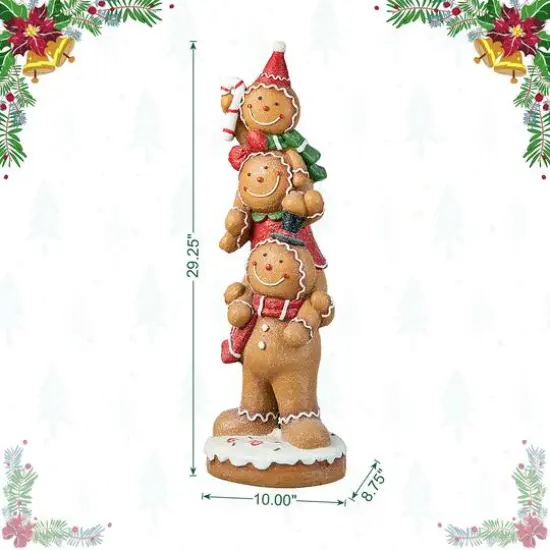 Glitzhome&reg; 29.25" Christmas Stacked Gingerbread Man Porch D&eacute;cor {9}