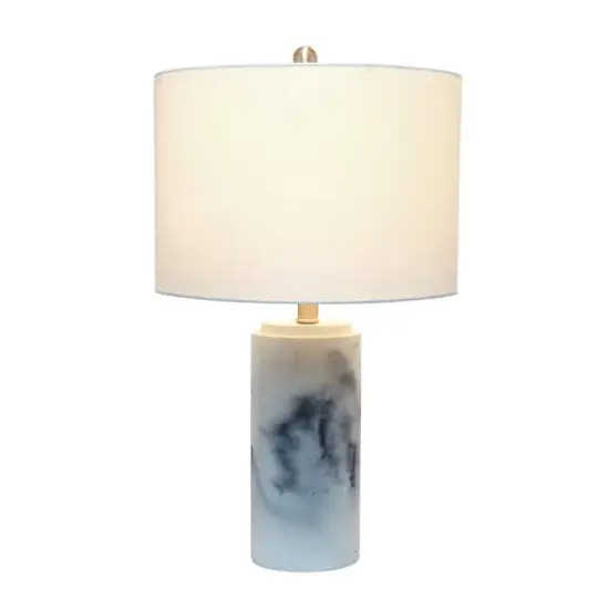 Lalia Home 24.5" White Marbleized Table Lamp with White Fabric Shade {3}