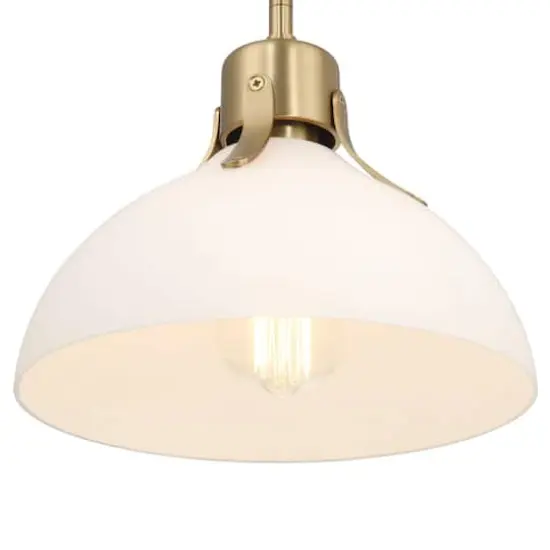 Hello Honey&reg; Delano Gold & White Industrial Metal & Etched Glass Ceiling Light {3}