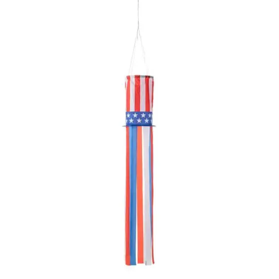 Glitzhome&reg; 60" Patriotic Stars & Stripes Windsock {7}