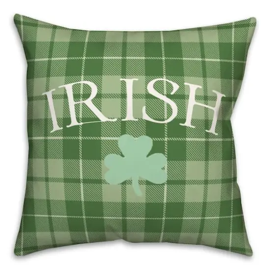Irish Clover Green Plaid 3 18" x 18" Throw Pillow {3}