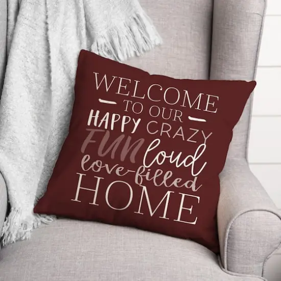 18" x 18" Love Filled Home Throw Pillow Maroon {3}