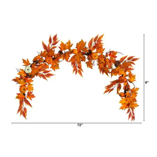 6ft. Maple Leaves, Pumpkins, Gourds, Berries & Pinecones Fall Garland {4}