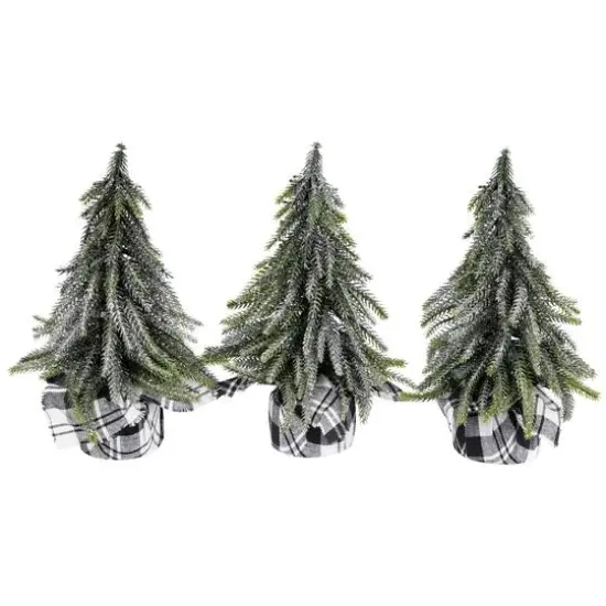 9.5" Unlit Mini Silvery Pine Downswept Artificial Christmas Tree Set {1}
