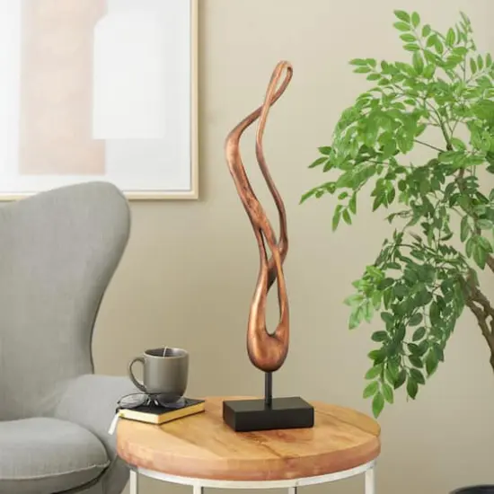 27.5" Bronze Polystone Abstract Decorative Sculpture with Rectangle Black Base {9}