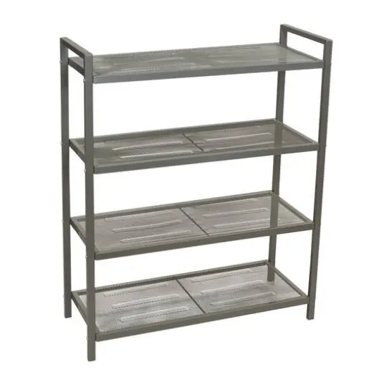 Household Essentials 32" 4-Tier Metal Shoe Rack Silver {1}