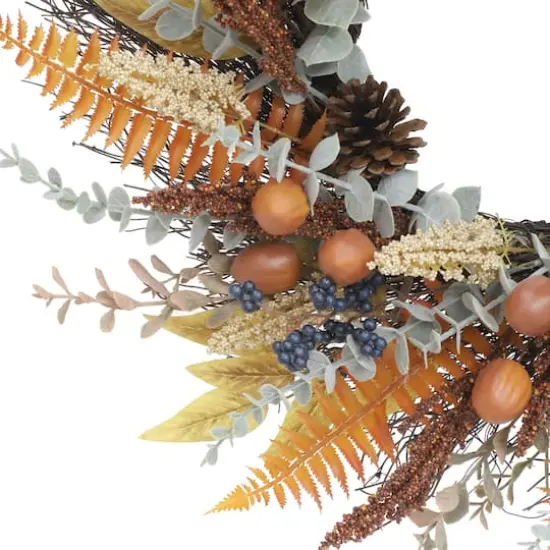 22" Brown & Blue Mixed Eucalyptus & Pinecone Wreath by Ashland&reg; {3}