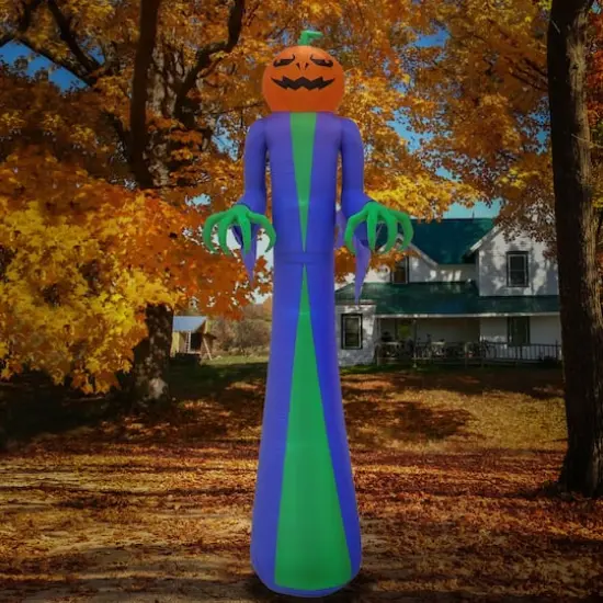12ft. Inflatable Halloween Pumpkin Ghost Decoration with LED Lights {3}
