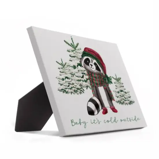 Baby Cold Outside Raccoon 10x8 Tabletop Canvas {3}