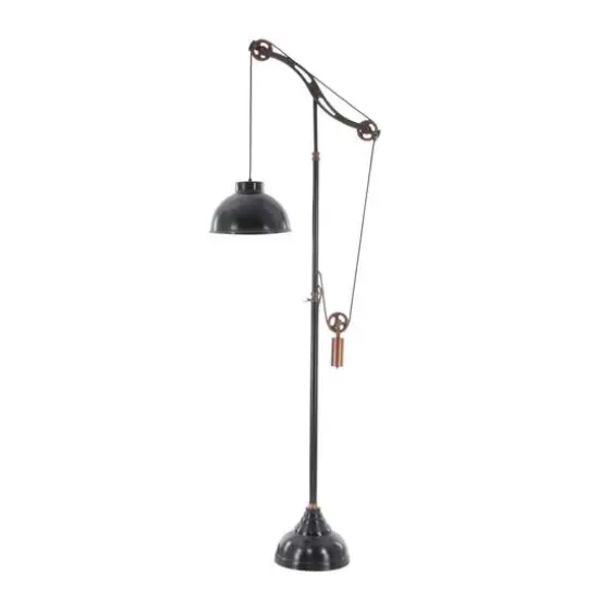 79" Black Metal Industrial Floor Lamp {3}