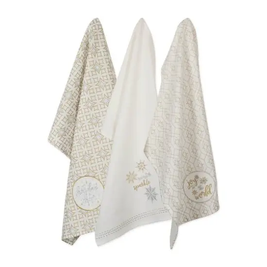 DII&reg; Assorted Winter Sparkle Embellished Dishtowel Set {1}