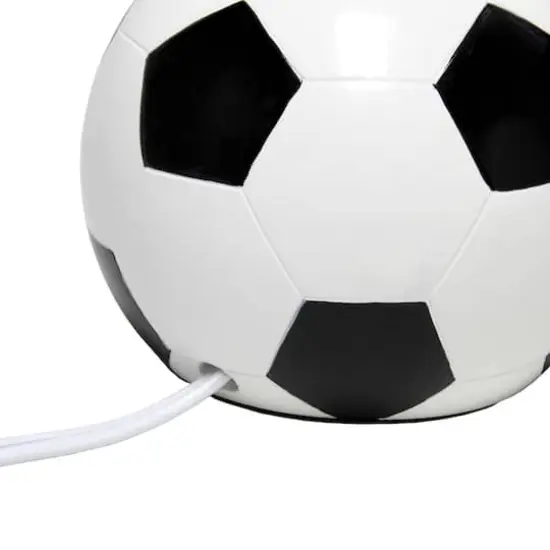 Simple Designs&trade; 11.5" Soccer Ball Base Table Lamp with White Shade Black Trim {12}