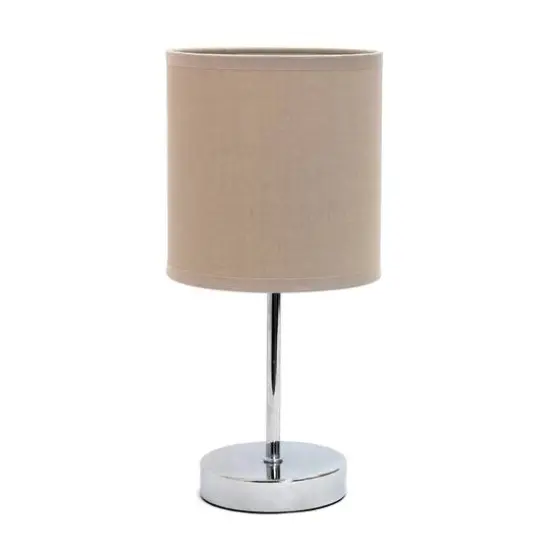 Creekwood Home Nauru 12" Brushed Nickel Petite Metal Stick Table Lamp Gray {1}