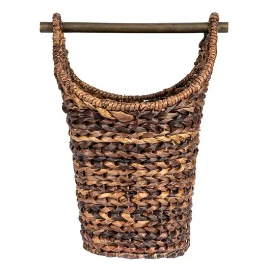 Hello Honey&reg; 16" Bankuan Braided Oval Toilet Paper Basket with Wood Bar Dark Brown {6}