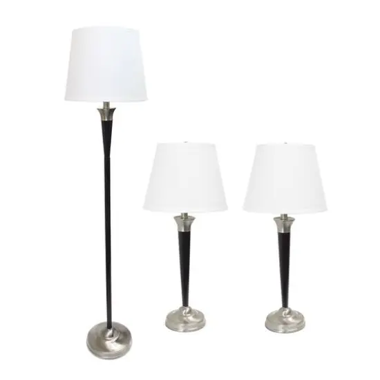 Lalia Home Malbec Black and Nickel Lamp Set {1}