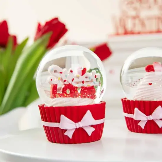 Glitzhome&reg; 3.25" Valentine's Cupcake Waterglobes Set {6}