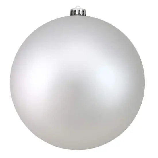 8" Matte Silver Shatterproof Christmas Ball Ornament {1}