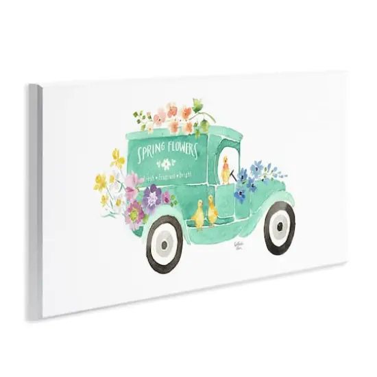 Stupell Industries Chicks Driving Spring Flowers Car Floral Blossoms Wall Plaque Art {4}