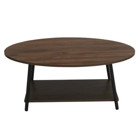Household Essentials 39" Jamestown Oval Coffee Table Mid Century Walnut {8}