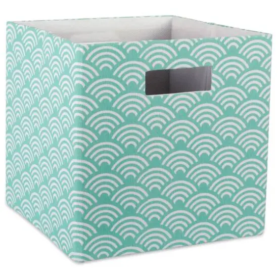 DII&reg; 13" Polyester Waves Storage Cube Aqua {1}