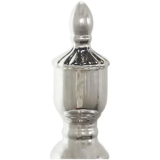 Silver Ceramic Decorative Jars with Grooves {5}