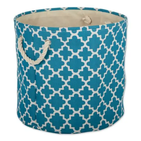 DII&reg; Large Round Polyester Lattice Bin Storm Blue {1}