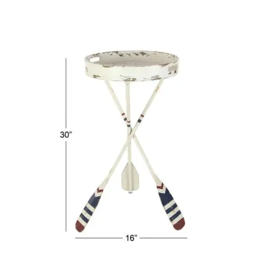 2.5ft. White Iron Coastal Accent Table {4}