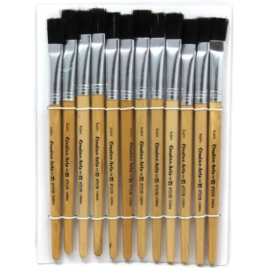 Charles Leonard Flat Tip Easel Paint Brushes, 3 Packs of 12 {3}