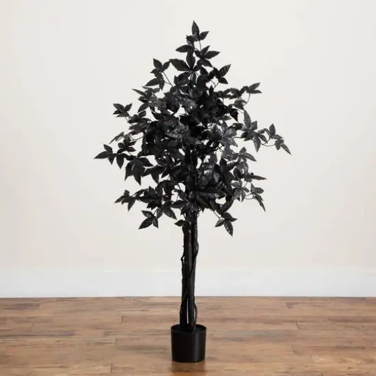 4ft. Artificial Halloween Black Maple Tree with Natural Trunk {7}