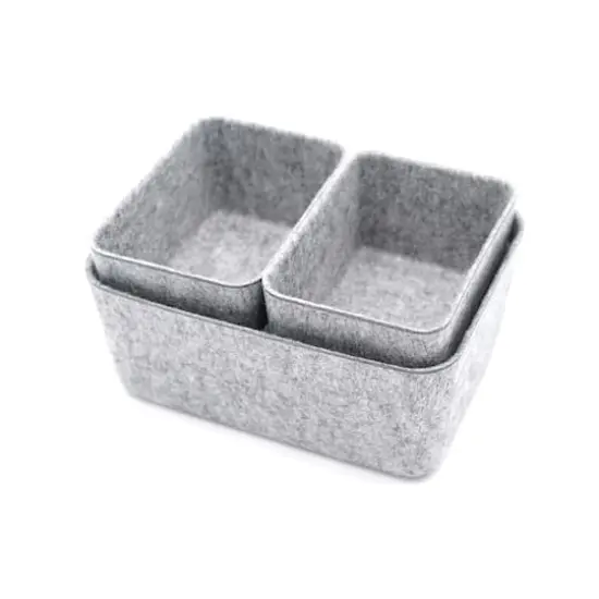 Welaxy Felt 5 Piece Drawer Organizer Bins Gray {9}