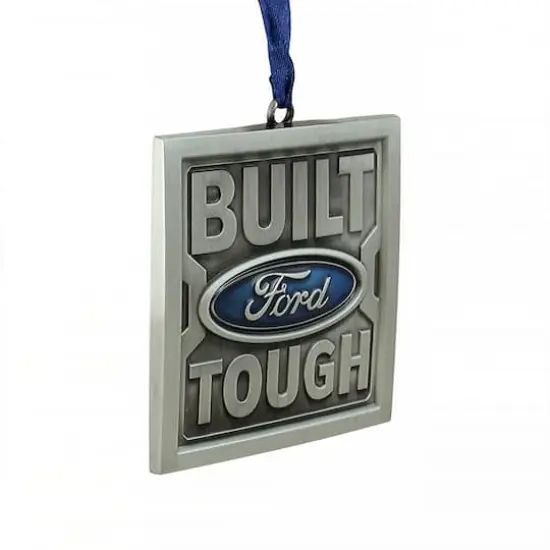 3" Brushed Nickel Plated Built Ford Tough Christmas Ornament {3}