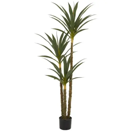 58" Green Faux Foliage Sisal Artificial Tree With Black Plastic Pot {3}