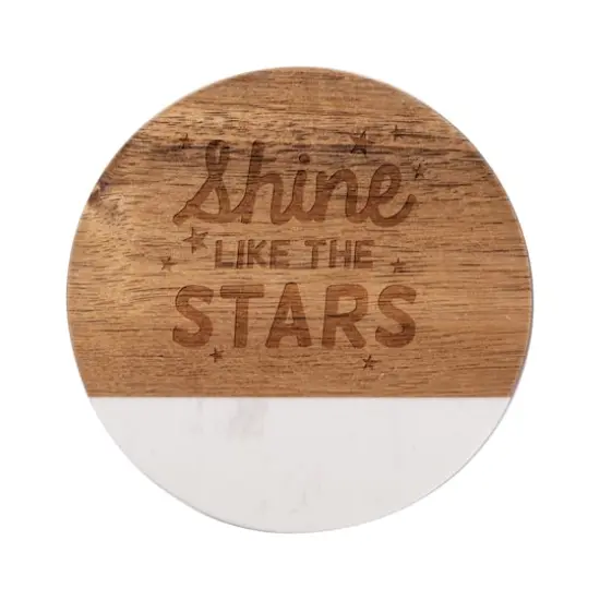 Craft Express 4ct. 3.93" Coaster Marble & Wood Laserable Round {4}