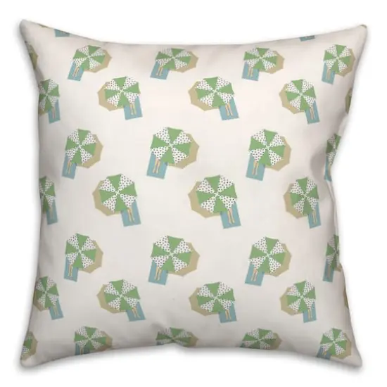 Umbrella Pattern Throw Pillow Green/White {3}