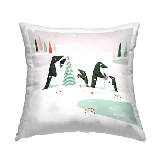 Stupell Industries Penguins Gift Exchange Winter Throw Pillow {1}