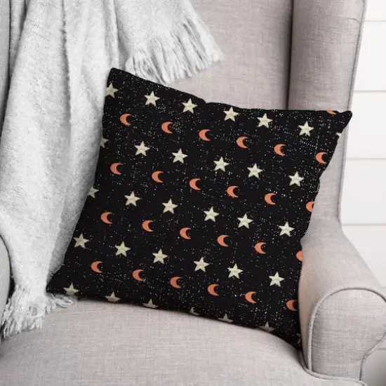 Moon & Stars Spun Poly Throw Pillow {3}