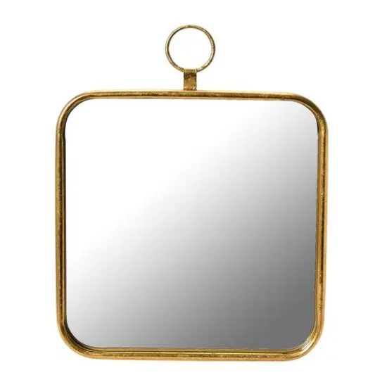 Hello Honey&reg; Gold Finish Rounded Edge Square Metal Framed Wall Mirror {1}
