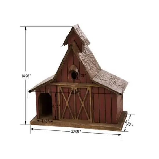Glitzhome&reg; 20.67" Extra-Large Rustic Wood Barn Birdhouse {7}