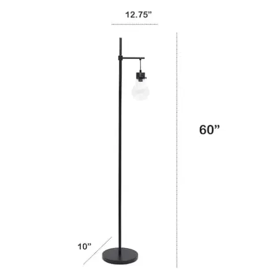 Lalia Home 5ft. Black Matte 1 Light Beacon Floor Lamp with Clear Glass Shade {4}