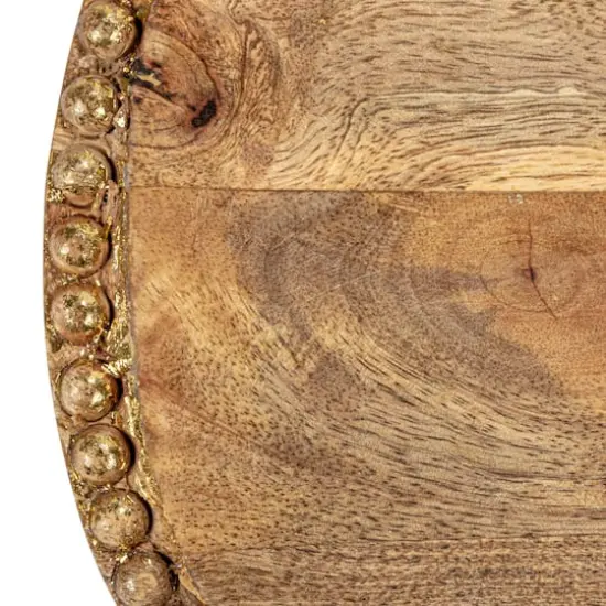 Hello Honey&reg; 16" Hand-Carved Mango Wood Tray with Wood Beads {8}