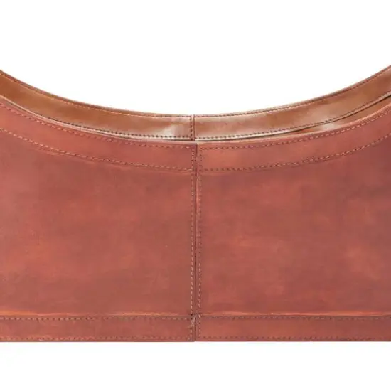 21" Brown Leather Rustic Magazine Holder {6}