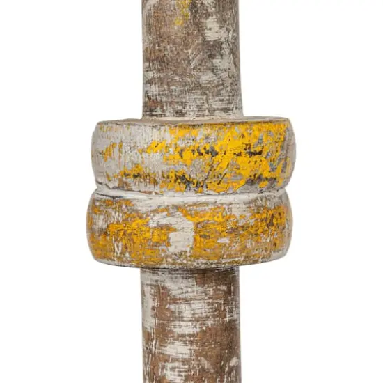 Hello Honey&reg; 20" Multicolor Reclaimed Wood Spool Table Lamp with Printed Cotton Shade, 2ct. {8}