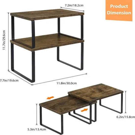 NEX&trade; 12" Rustic Brown & Black 3-Tier Kitchen Cabinet Organizer Sets, 2ct. {5}