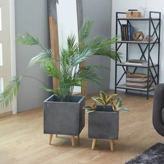 Dark Gray Contemporary Planter Set {9}