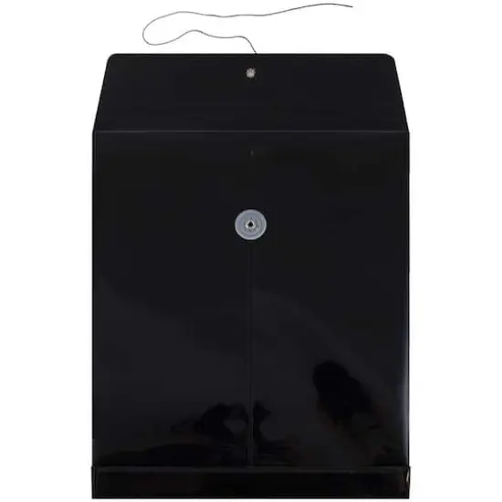 JAM Paper Letter Size Plastic Envelopes with Button & String Tie Closure, 12ct. Black {4}