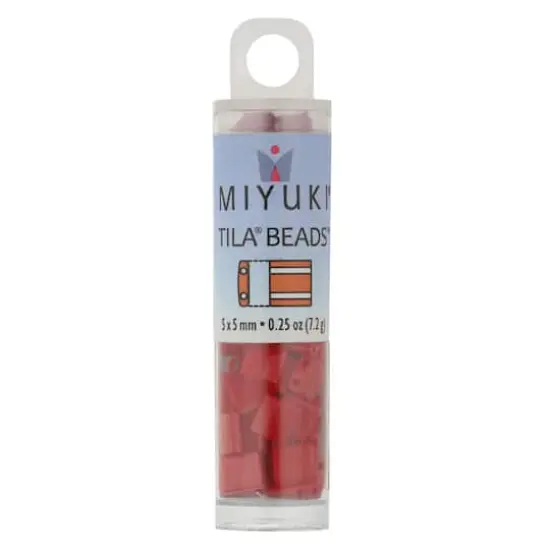 Miyuki&reg; Tila&reg; 5mm 2-Hole Square Glass Seed Beads Red {4}