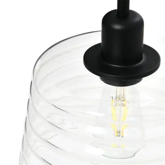Hello Honey® Robert Stevenson Lighting Rhodes Metal & Clear Ribbed Glass Ceiling Light Matte Black {4}