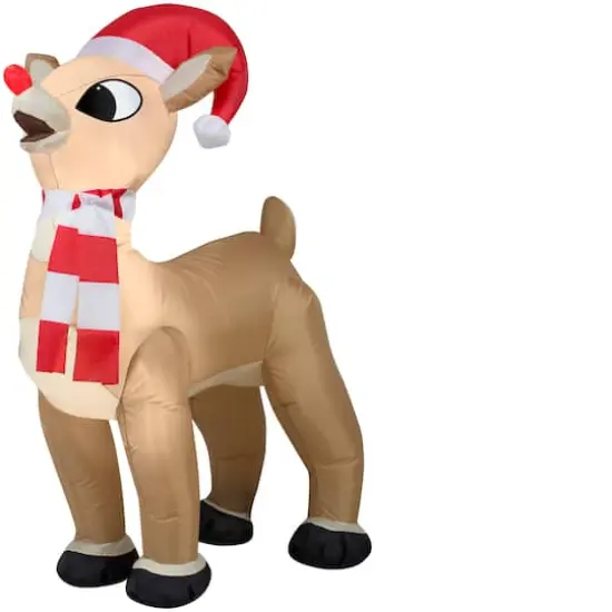 3.5ft. Airblown&reg; Inflatable Standing Rudolph with Santa Hat & Scarf {1}