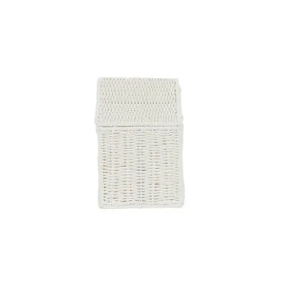 Household Essentials Small White Wicker Basket with Lid {6}
